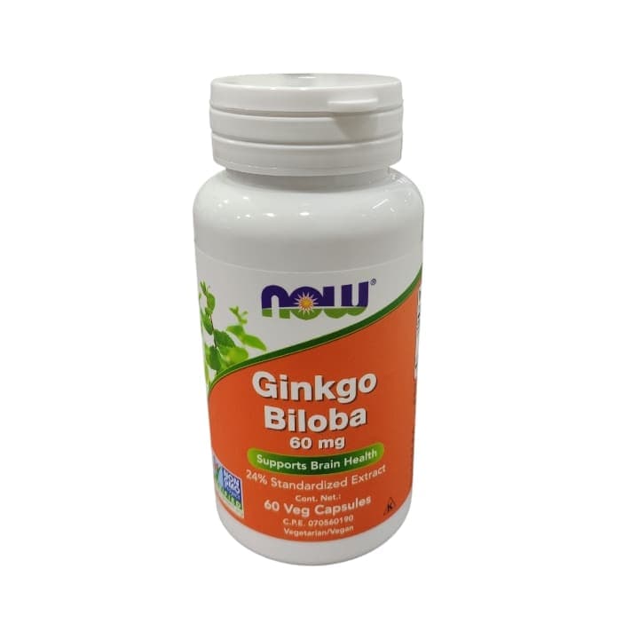 GINKGO BILOBA 60capX60mg NOW - 1
