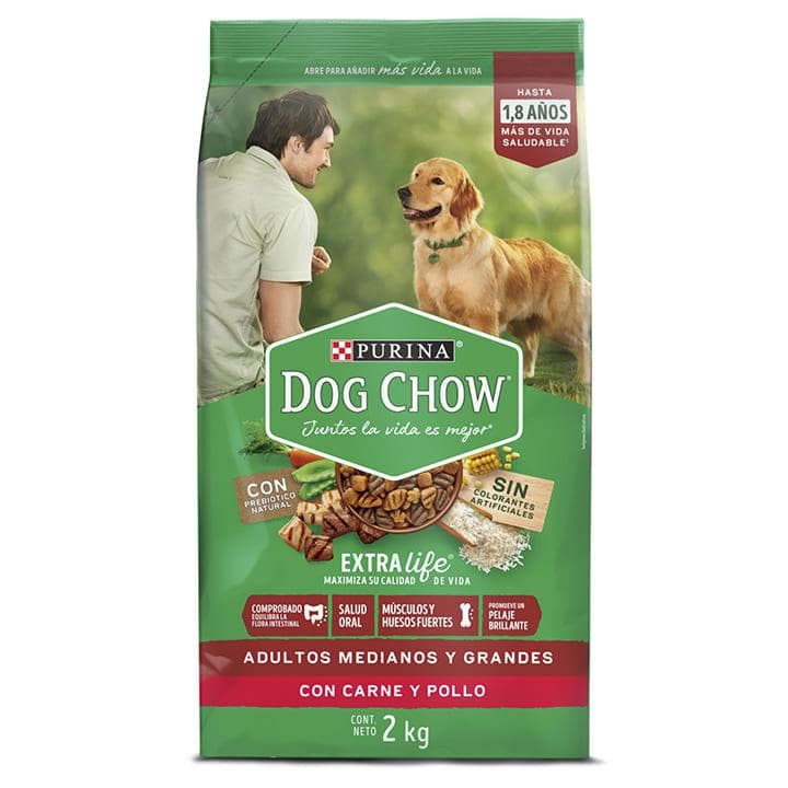 DOG CHOW ADULTO MEDIANOS Y GRANDES CARNE POLLO 2Kg 